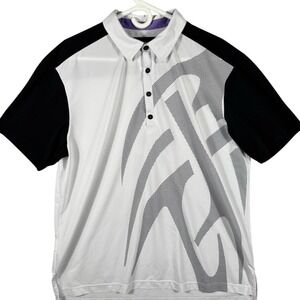 Jamie Sadock Golf Polo Shirt Men's Large Black White Geometric Pattern